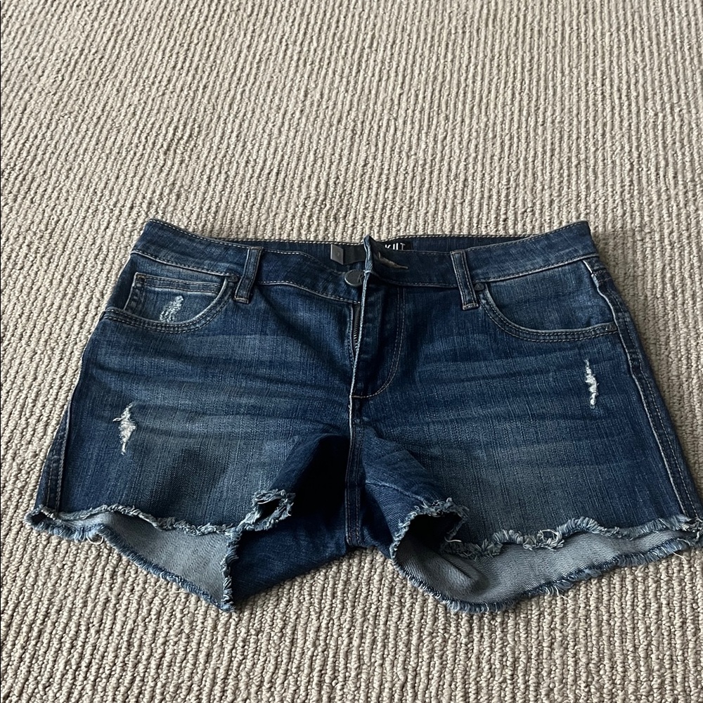 Kut from the Kloth Dark Blue Distressed Denim Cutoff Shorts